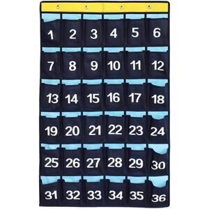 Numbered Pocket Chart Over Door Hanging Classroom Organizer for Cell Phones Calc